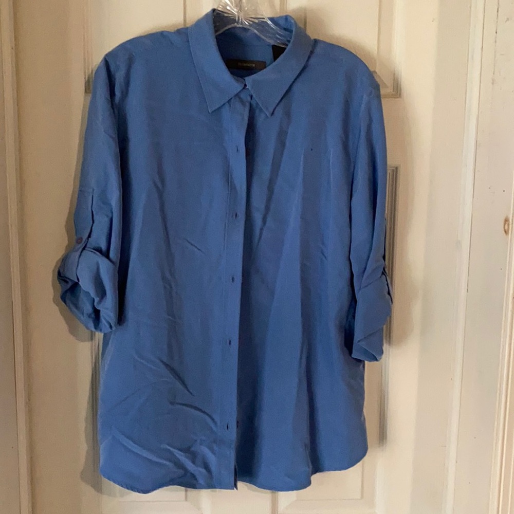 Baby blue button down blouse